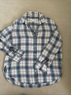 Treasure & Bond Men’s Plaid Button-Down Shirt - Blue & White